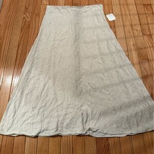 Elegant Cream Tan Women's Linen Blend Skirt Size L